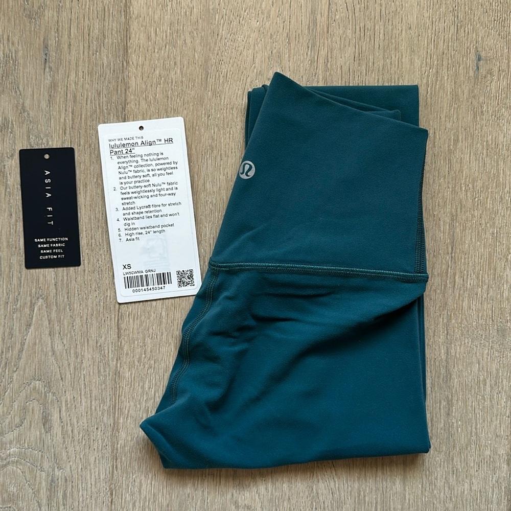 EUC align 24" ASIA FIT size xs Green jasper lululemon